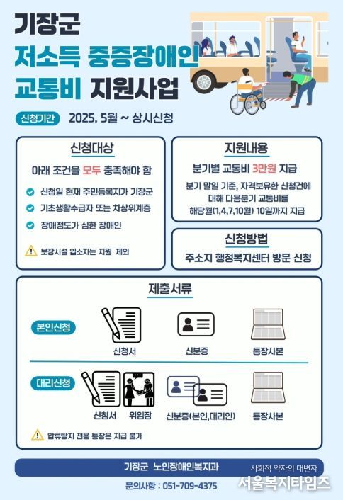 저소득 중증장애인 대상 교통비 지원사업