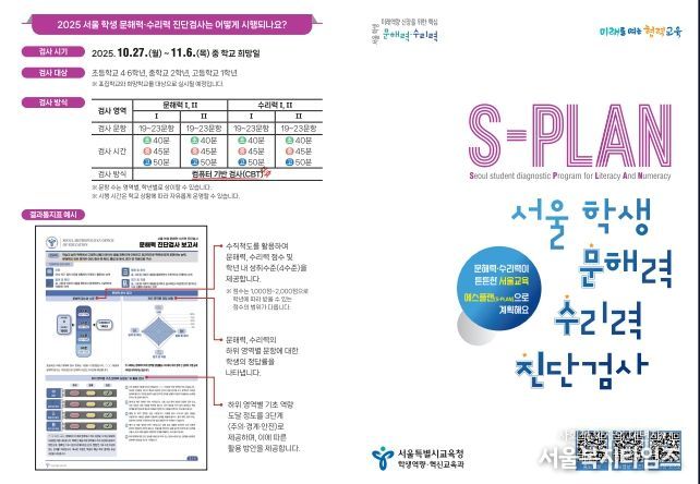 2025 서울 학생 문해력·수리력 진단검사 리플릿
