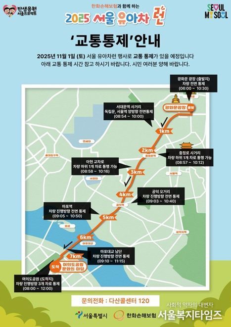 '2025 서울 유아차 런' 교통통제 안내문