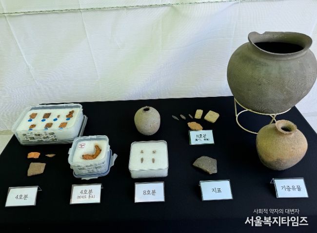 지난 5일 신학동고분군 발굴 현장에서 이뤄진 현장보고회