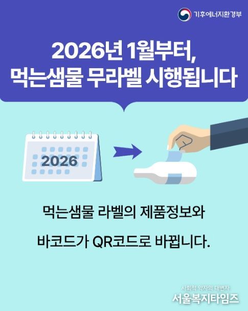 먹는샘물 무라벨 시행 홍보물