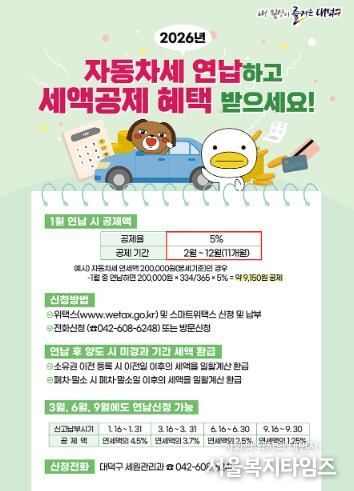 2026년 대덕구 자동차세 연납 카드뉴스