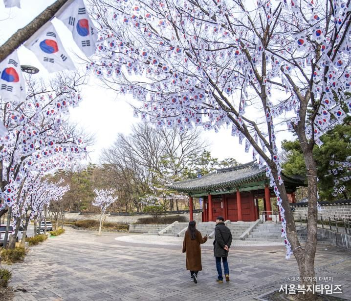 용산구 효창공원 일대 태극기로 물들다...'장관 연출'